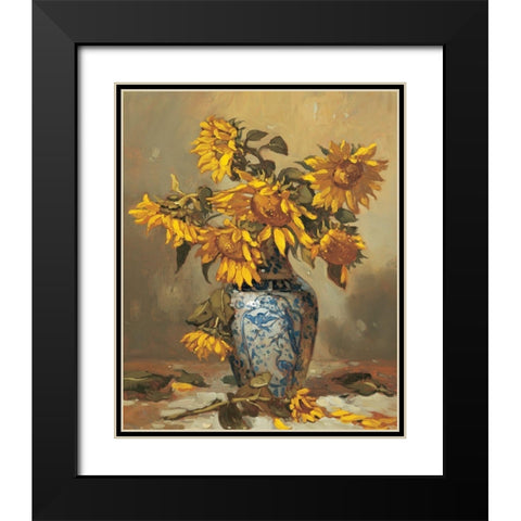 Sunflowers in Vase II Black Modern Wood Framed Art Print with Double Matting by Unknown