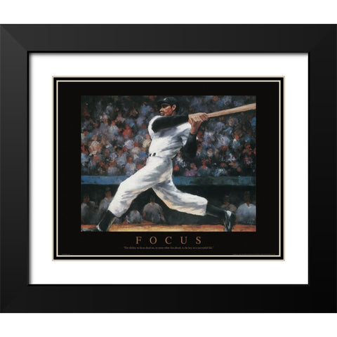 Focus - Baseball Black Modern Wood Framed Art Print with Double Matting by Frontline