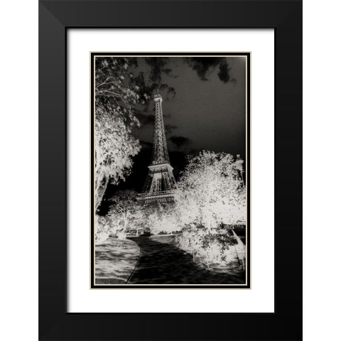 Tour Eiffel Black Modern Wood Framed Art Print with Double Matting by Unknown