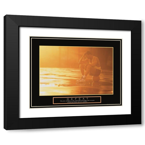Defeat - Basketball Black Modern Wood Framed Art Print with Double Matting by Frontline