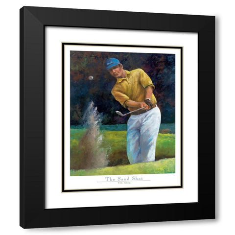 Golf The Sand Shot Black Modern Wood Framed Art Print with Double Matting by Frontline