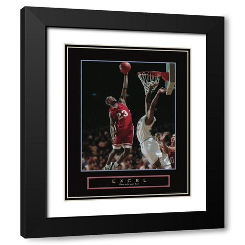 Excel - Basketball Black Modern Wood Framed Art Print with Double Matting by Frontline