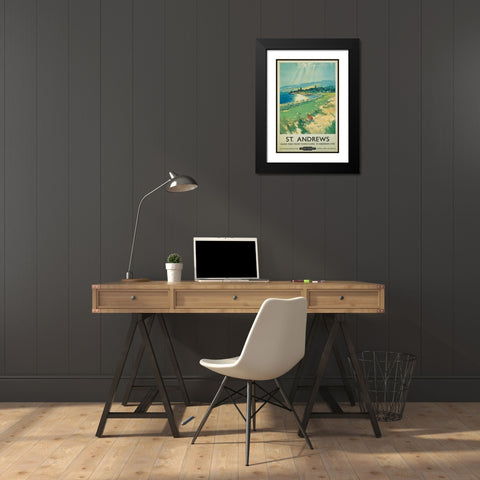 Golf - St Andrews Black Modern Wood Framed Art Print with Double Matting by Unknown