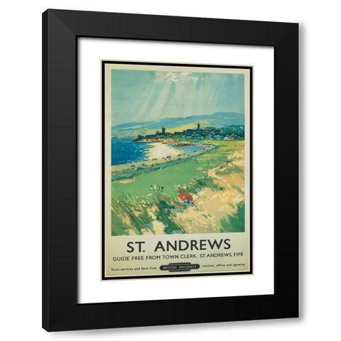 Golf - St Andrews Black Modern Wood Framed Art Print with Double Matting by Unknown