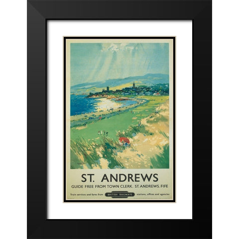 Golf - St Andrews Black Modern Wood Framed Art Print with Double Matting by Unknown