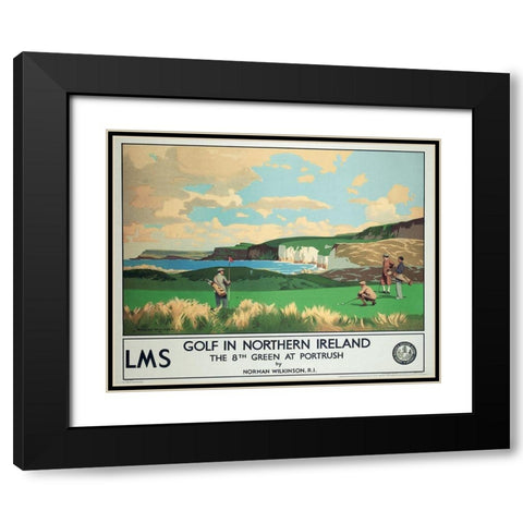 Golf - Northern Island Black Modern Wood Framed Art Print with Double Matting by Unknown