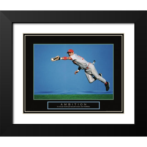 Ambition - Baseball Black Modern Wood Framed Art Print with Double Matting by Frontline