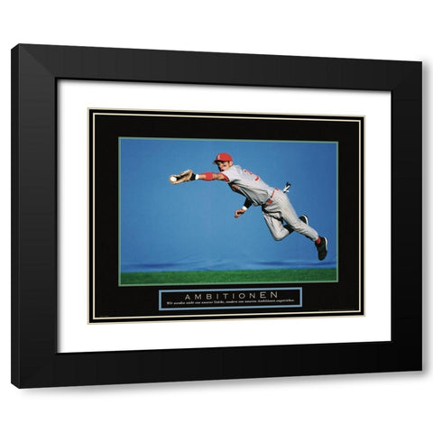 Ambitionen - Baseball Black Modern Wood Framed Art Print with Double Matting by Frontline