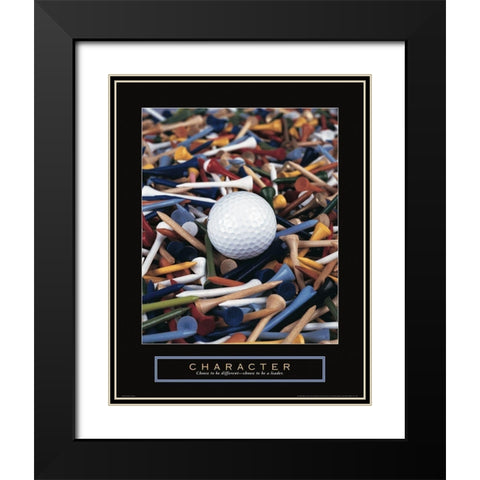 Character - Golf Tees Black Modern Wood Framed Art Print with Double Matting by Frontline