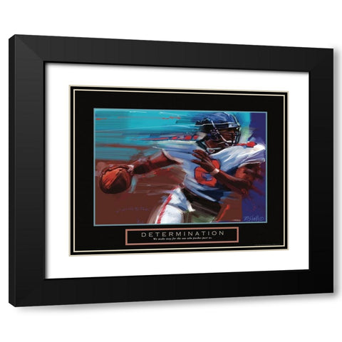 Determination - Football Black Modern Wood Framed Art Print with Double Matting by Frontline