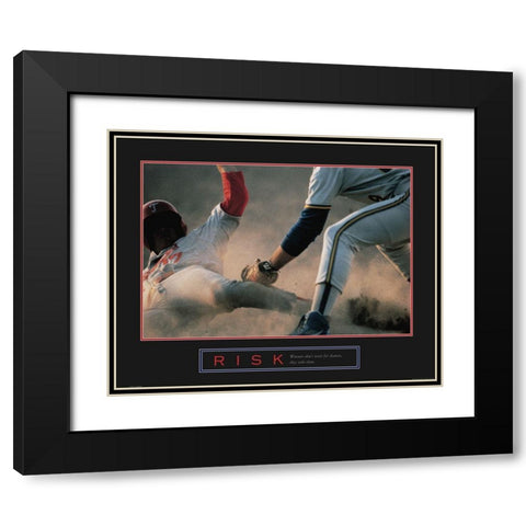 Risk - Baseball Black Modern Wood Framed Art Print with Double Matting by Frontline