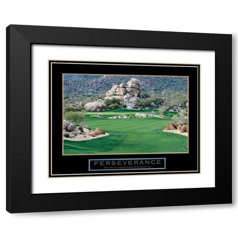 Golf - Perseverance Black Modern Wood Framed Art Print with Double Matting by Unknown