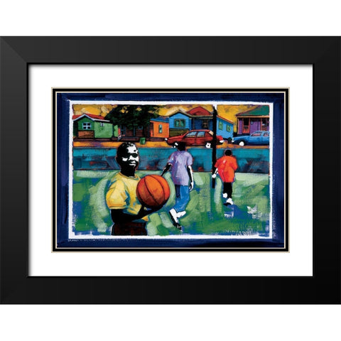 Pickup Basketball Black Modern Wood Framed Art Print with Double Matting by Unknown