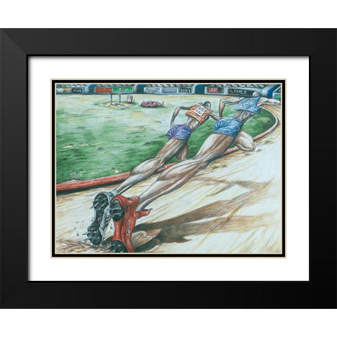 100 Yard Dash Black Modern Wood Framed Art Print with Double Matting by Unknown