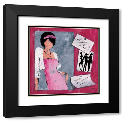Me´mo II Black Modern Wood Framed Art Print with Double Matting by Johanna