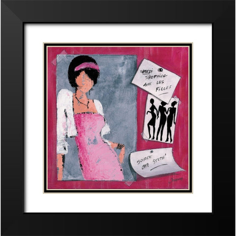 Me´mo II Black Modern Wood Framed Art Print with Double Matting by Johanna