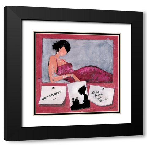Me´mo IV Black Modern Wood Framed Art Print with Double Matting by Johanna