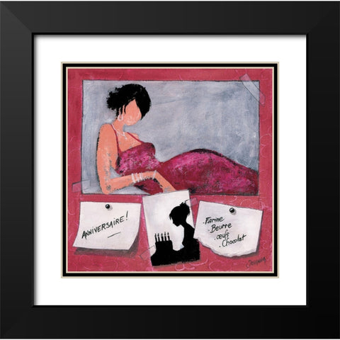 Me´mo IV Black Modern Wood Framed Art Print with Double Matting by Johanna