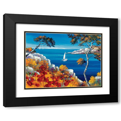 Promenade vers les calanques Black Modern Wood Framed Art Print with Double Matting by Keiflin, Roger