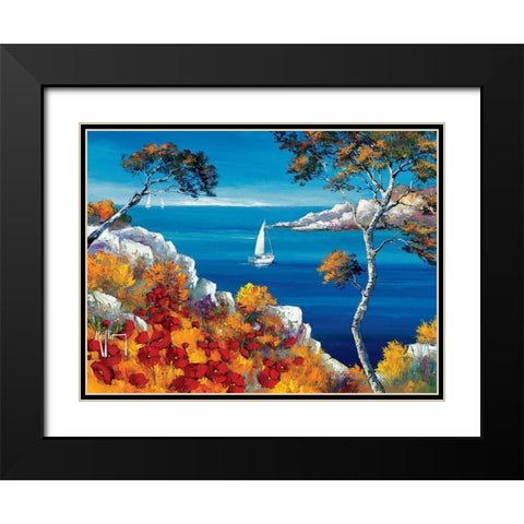 Promenade vers les calanques Black Modern Wood Framed Art Print with Double Matting by Keiflin, Roger