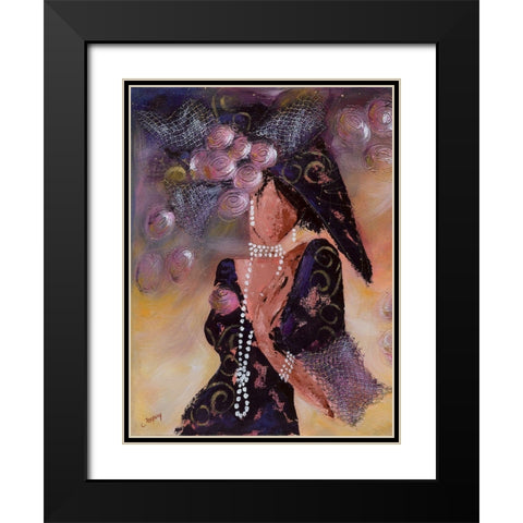Elegantes aux perles I Black Modern Wood Framed Art Print with Double Matting by Johanna