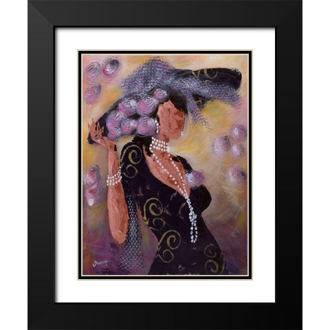 Elegantes aux perles II Black Modern Wood Framed Art Print with Double Matting by Johanna