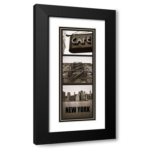 City New York Black Modern Wood Framed Art Print with Double Matting by Braun Studio
