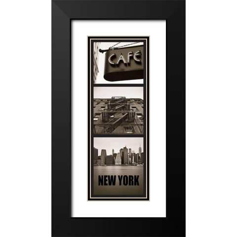 City New York Black Modern Wood Framed Art Print with Double Matting by Braun Studio