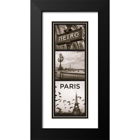 City Paris Black Modern Wood Framed Art Print with Double Matting by Braun Studio