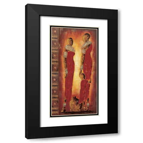 Femmes massai Black Modern Wood Framed Art Print with Double Matting by Johanna