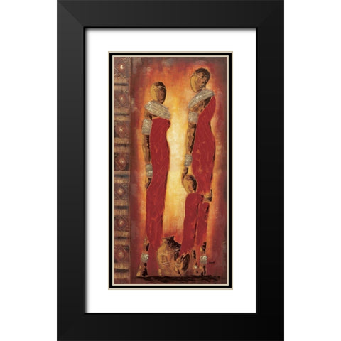 Femmes massai Black Modern Wood Framed Art Print with Double Matting by Johanna
