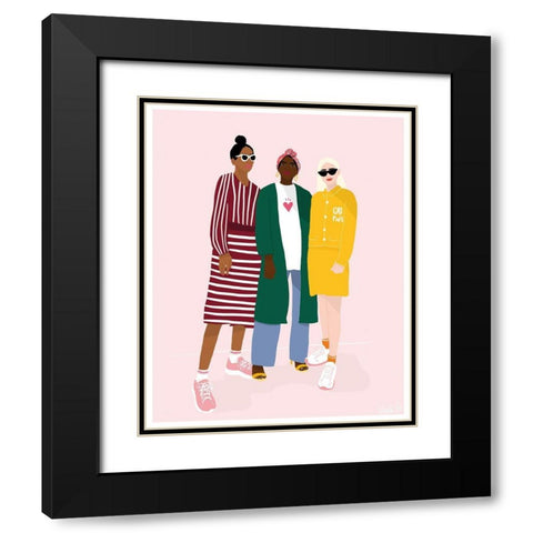 Girlfriends Black Modern Wood Framed Art Print with Double Matting by BRAUN Studio