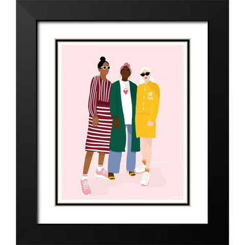 Girlfriends Black Modern Wood Framed Art Print with Double Matting by BRAUN Studio