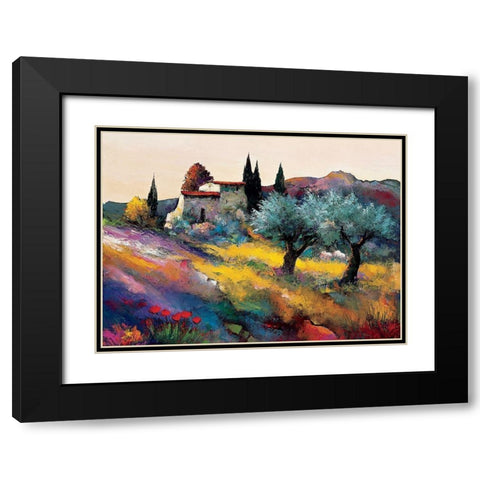 Le mas sur la colline Black Modern Wood Framed Art Print with Double Matting by Keiflin, Roger
