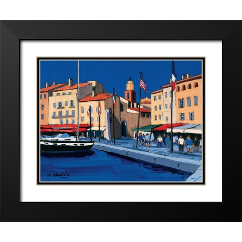 Sur le port de St-Tropez Black Modern Wood Framed Art Print with Double Matting by Quilici, Jean-Claude