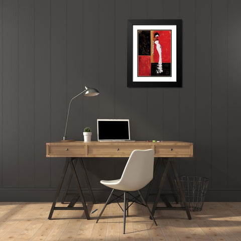 En rouge et or I Black Modern Wood Framed Art Print with Double Matting by Johanna
