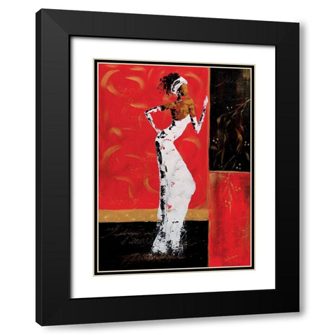 En rouge et or II Black Modern Wood Framed Art Print with Double Matting by Johanna