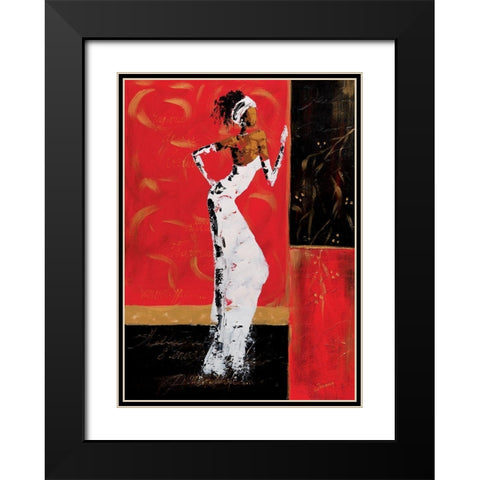 En rouge et or II Black Modern Wood Framed Art Print with Double Matting by Johanna