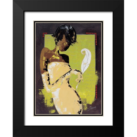 La lettre damour I Black Modern Wood Framed Art Print with Double Matting by Johanna
