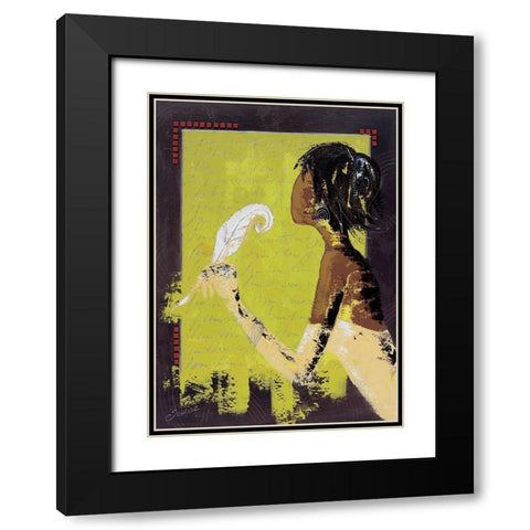 La lettre damour II Black Modern Wood Framed Art Print with Double Matting by Johanna