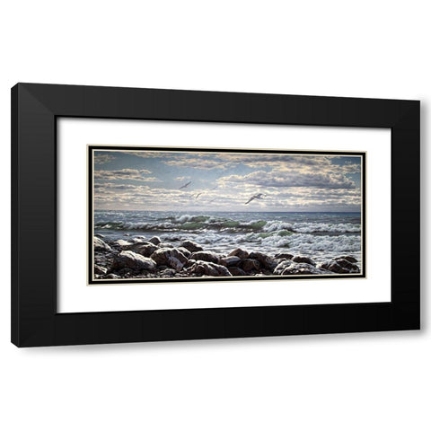 Sea and Stones II Black Modern Wood Framed Art Print with Double Matting by Adamov, Alexey