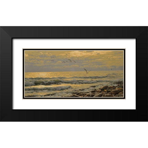 Warm Sea II Black Modern Wood Framed Art Print with Double Matting by Adamov, Alexey