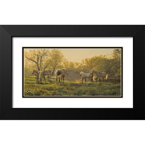 In the Morning by the River Black Modern Wood Framed Art Print with Double Matting by Adamov, Alexey