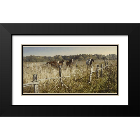 On the Field Black Modern Wood Framed Art Print with Double Matting by Adamov, Alexey
