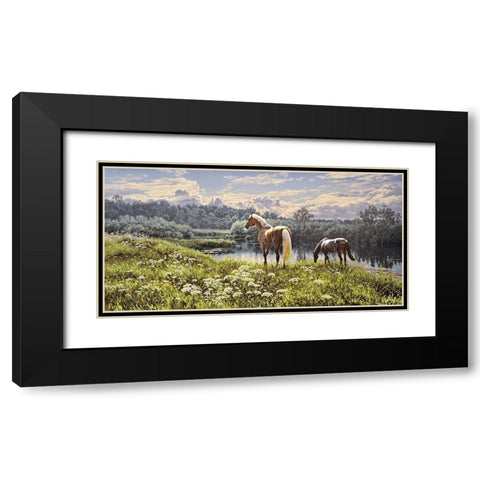Sunny Day by the River Black Modern Wood Framed Art Print with Double Matting by Adamov, Alexey