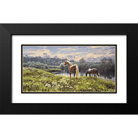 Sunny Day by the River Black Modern Wood Framed Art Print with Double Matting by Adamov, Alexey