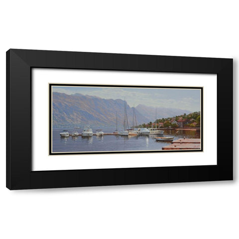Sunny Port Black Modern Wood Framed Art Print with Double Matting by Adamov, Alexey