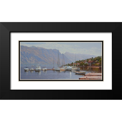 Sunny Port Black Modern Wood Framed Art Print with Double Matting by Adamov, Alexey