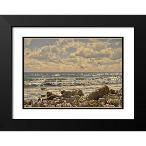 Sea, Etude of Stones Black Modern Wood Framed Art Print with Double Matting by Adamov, Alexey