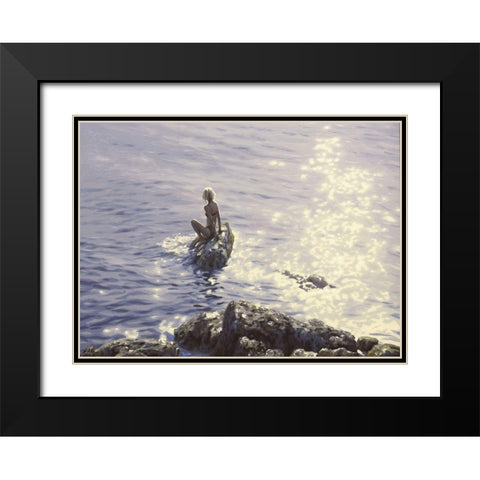 Mermaid by Sunshine Water Black Modern Wood Framed Art Print with Double Matting by Adamov, Alexey